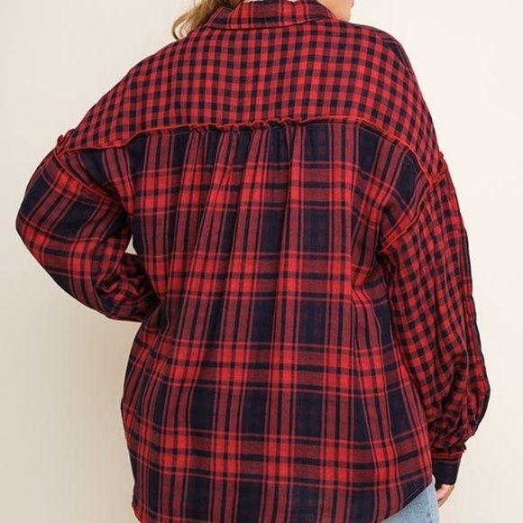 Plaid & Check Print Long Sleeve Button Up Shirt XL - Picture 7 of 8